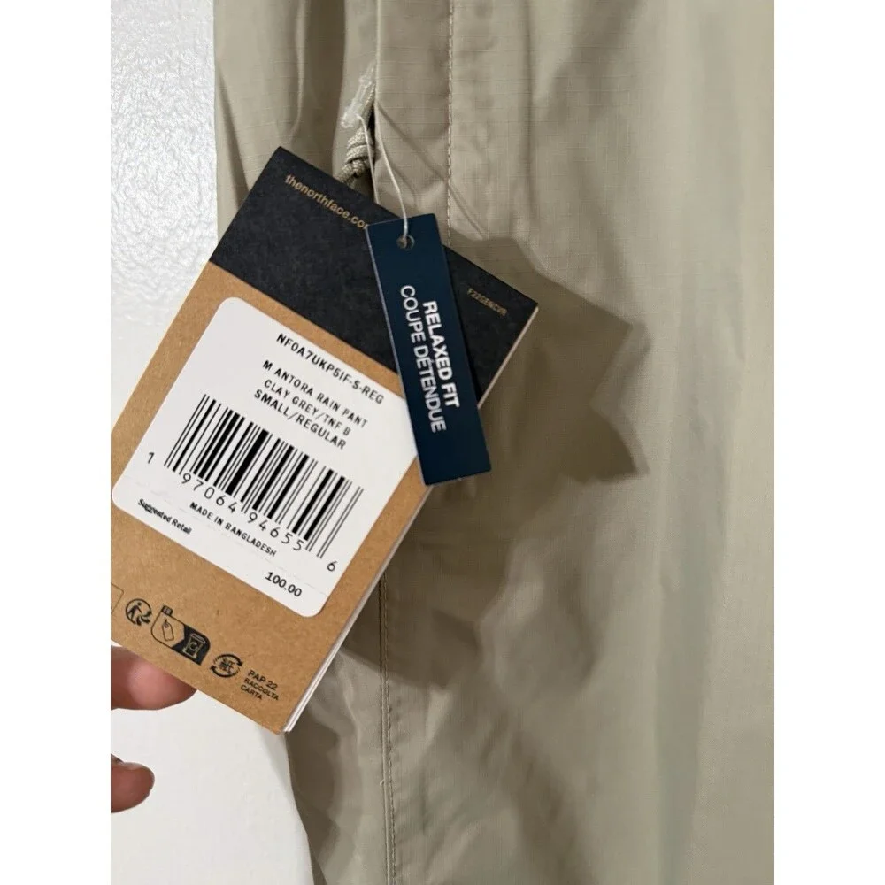 The North Face Men’s Antora Rain Pants Clay Grey Small NWT Relaxed Fit Outdoors